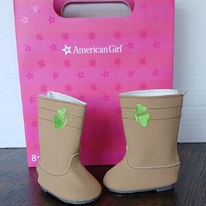 American Girl Doll Boots Tan With Green Buttery Tan Boot For 18 Inch Doll